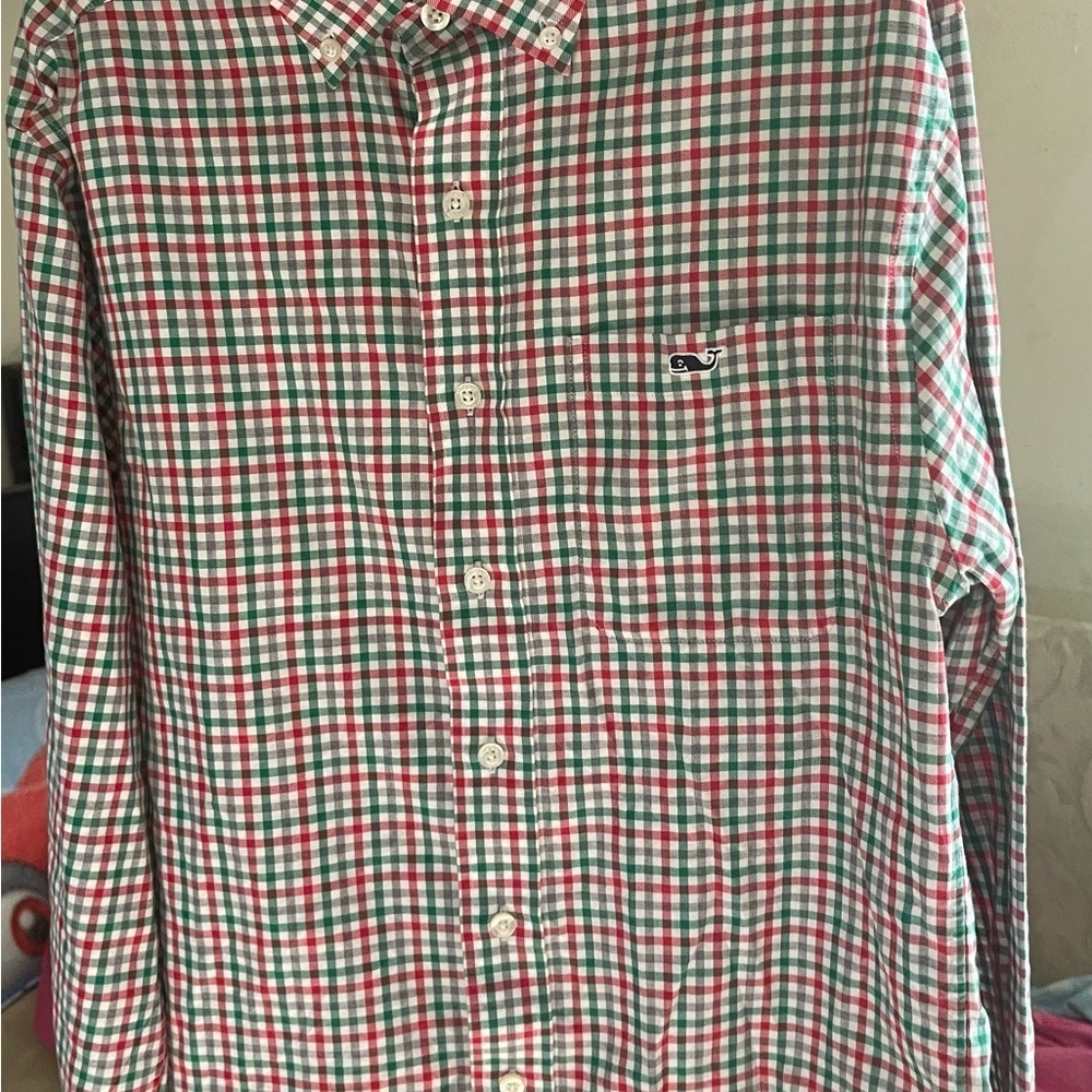 Boys performance cotton holiday gingham shirt